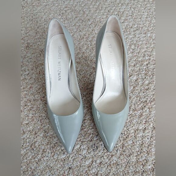 Stuart Weitzman Nouveau Silver Aniline patent leather pump size 7.5M - Picture 4 of 12
